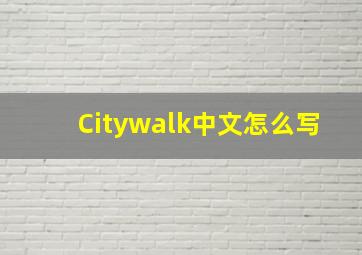 Citywalk中文怎么写