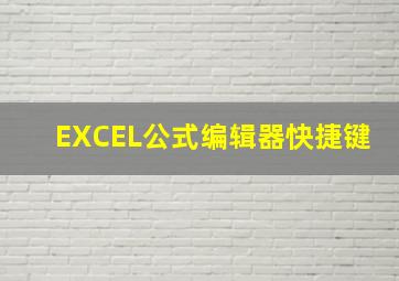 EXCEL公式编辑器快捷键