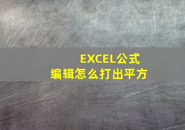 EXCEL公式编辑怎么打出平方