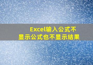 Excel输入公式不显示公式也不显示结果