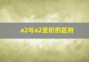 a2与a2至初的区别