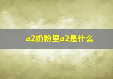 a2奶粉里a2是什么