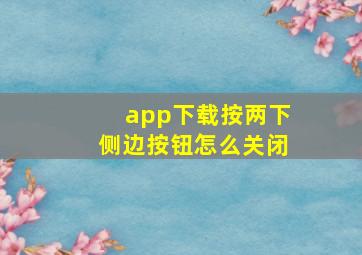 app下载按两下侧边按钮怎么关闭