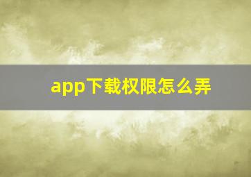 app下载权限怎么弄