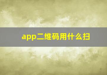 app二维码用什么扫