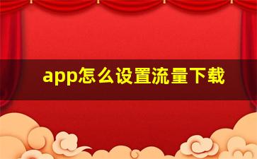 app怎么设置流量下载