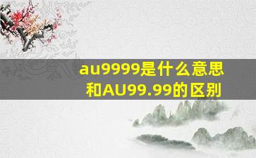 au9999是什么意思和AU99.99的区别