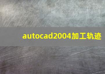 autocad2004加工轨迹