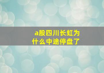 a股四川长虹为什么中途停盘了