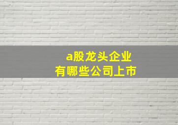 a股龙头企业有哪些公司上市