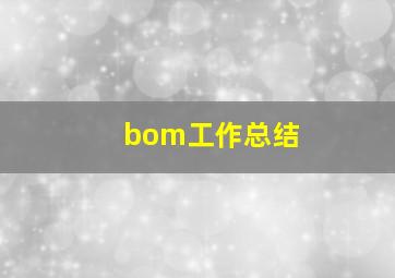 bom工作总结