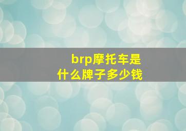 brp摩托车是什么牌子多少钱