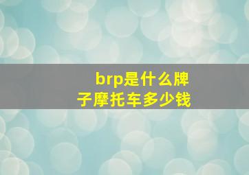 brp是什么牌子摩托车多少钱