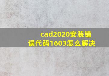 cad2020安装错误代码1603怎么解决