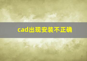 cad出现安装不正确