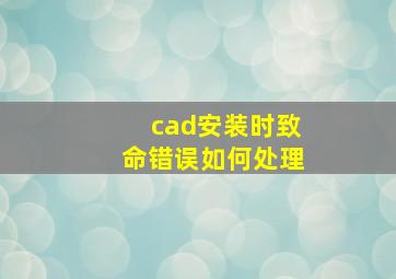 cad安装时致命错误如何处理