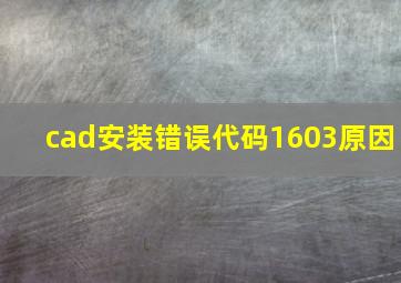 cad安装错误代码1603原因