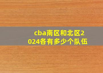 cba南区和北区2024各有多少个队伍