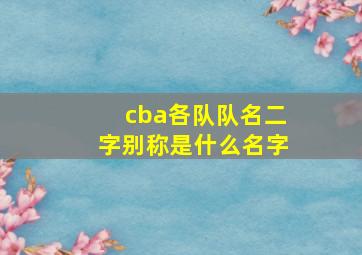 cba各队队名二字别称是什么名字