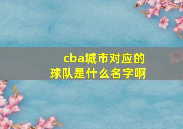 cba城市对应的球队是什么名字啊