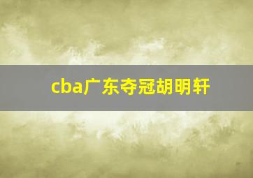 cba广东夺冠胡明轩