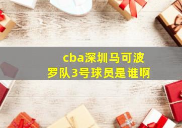 cba深圳马可波罗队3号球员是谁啊