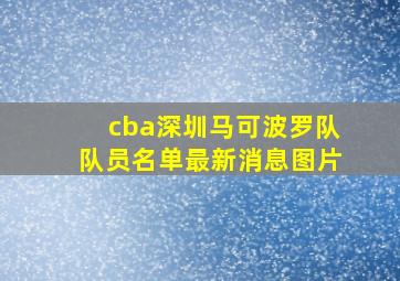 cba深圳马可波罗队队员名单最新消息图片