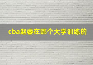 cba赵睿在哪个大学训练的