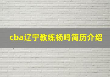 cba辽宁教练杨鸣简历介绍