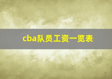 cba队员工资一览表