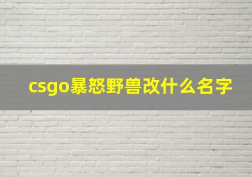 csgo暴怒野兽改什么名字