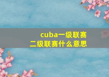 cuba一级联赛二级联赛什么意思