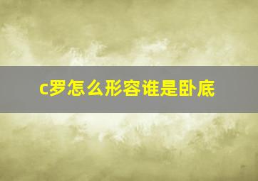 c罗怎么形容谁是卧底