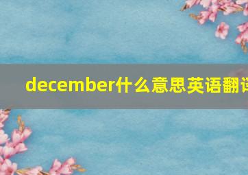 december什么意思英语翻译