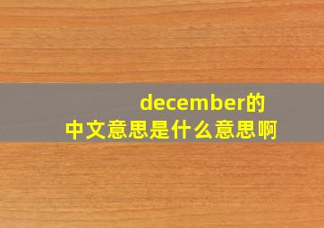 december的中文意思是什么意思啊