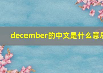 december的中文是什么意思