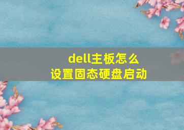 dell主板怎么设置固态硬盘启动