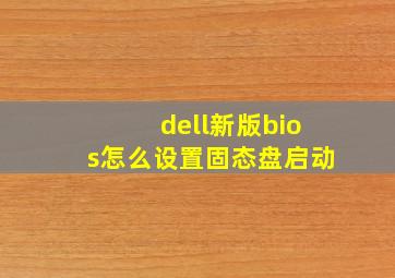 dell新版bios怎么设置固态盘启动