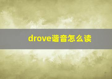 drove谐音怎么读