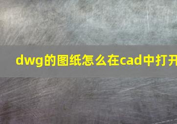 dwg的图纸怎么在cad中打开