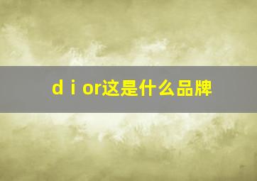 dⅰor这是什么品牌