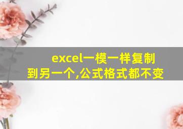 excel一模一样复制到另一个,公式格式都不变