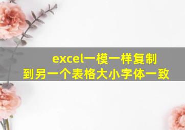 excel一模一样复制到另一个表格大小字体一致