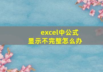 excel中公式显示不完整怎么办