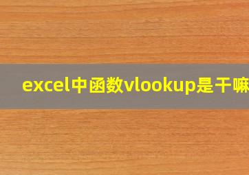 excel中函数vlookup是干嘛的