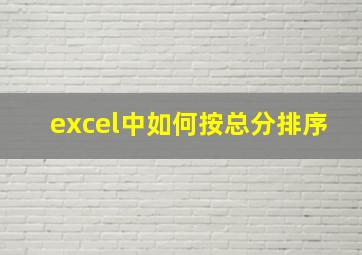 excel中如何按总分排序