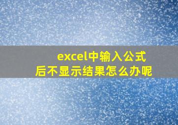 excel中输入公式后不显示结果怎么办呢