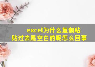 excel为什么复制粘贴过去是空白的呢怎么回事