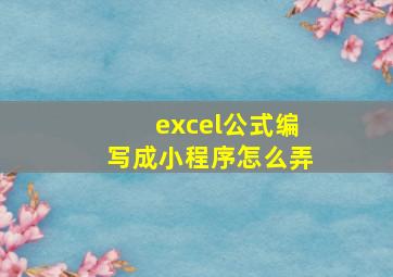 excel公式编写成小程序怎么弄