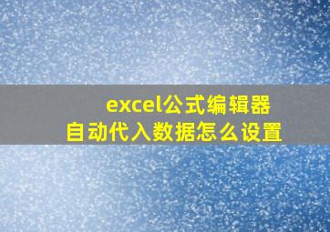 excel公式编辑器自动代入数据怎么设置